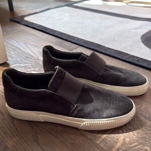 Vince dark brown suede slip on shoes